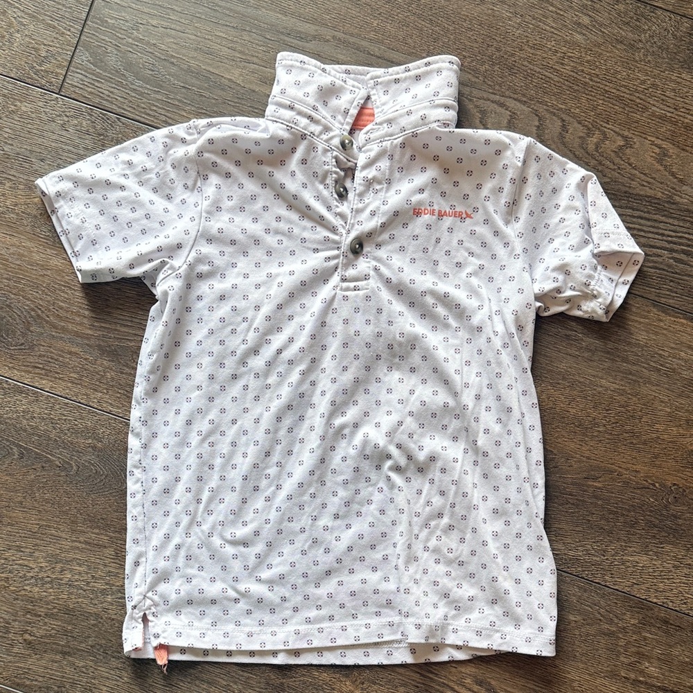 Eddie Bauer Kids White Polo with Pattern